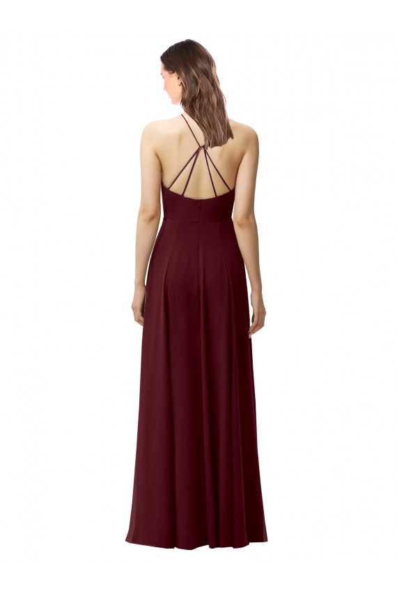 Sleeveless Halter Neck Criss Cross Back Soft Chiffon A-Line Bridesmaid Dress Brisbane