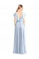 Flutter Sleeves Royal Blue V-Neck V-Back Soft Chiffon A-Line Bridesmaid Dress Brisbane