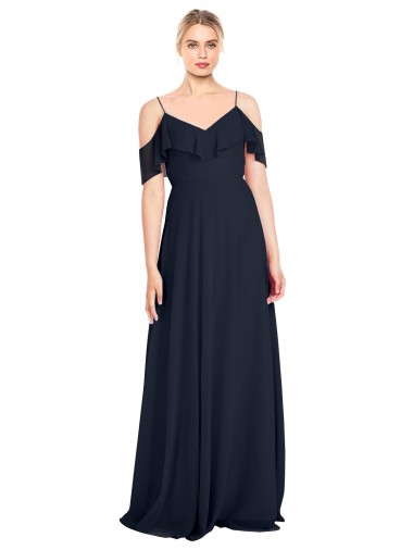 Sleeveless Off the Shoulder V-Back Lxue Chiffon A-Line Bridesmaid Dress Brisbane