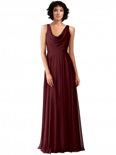Sleeveless Cowl Neck V-Back Soft Chiffon A-Line Bridesmaid Dress Brisbane