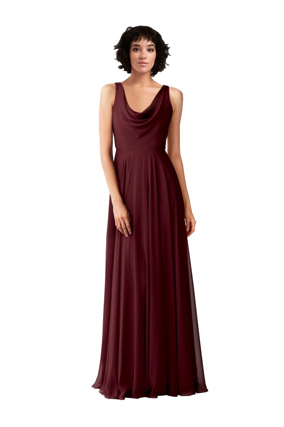 Sleeveless Cowl Neck V-Back Soft Chiffon A-Line Bridesmaid Dress Brisbane