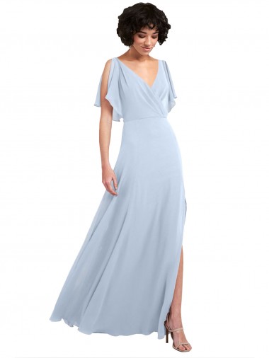 Split Sleeves V-Neck V-Back Soft Chiffon A-Line Bridesmaid Dresses Brisbane