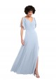 Split Sleeves V-Neck V-Back Soft Chiffon A-Line Bridesmaid Dresses Brisbane