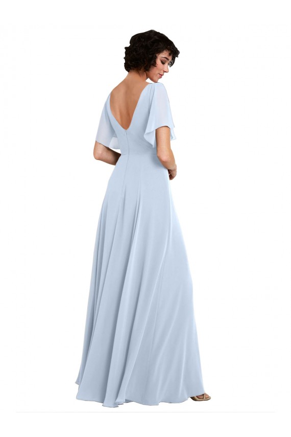 Split Sleeves V-Neck V-Back Soft Chiffon A-Line Bridesmaid Dresses Brisbane