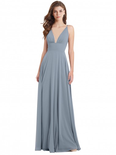Sleeveless V-Neck V-Back Chiffon A-Line Bridesmaid Dress / Evening Gowns Brisbane