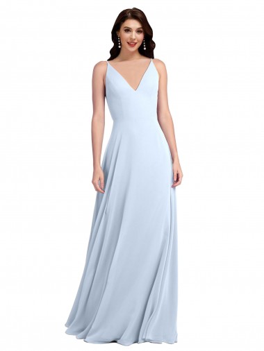 Sleeveless V-Neck Keyhole Back Soft Chiffon A-Line Evening Dress / Bridesmaid Dress Brisbane