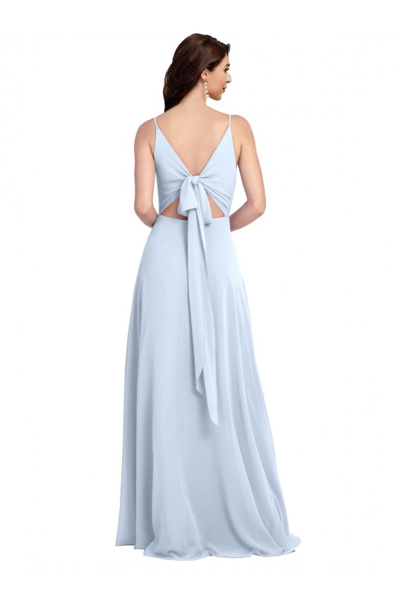 Sleeveless V-Neck Keyhole Back Soft Chiffon A-Line Evening Dress / Bridesmaid Dress Brisbane