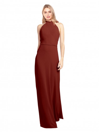 Sleeveless Halter Neck Open Back Soft Chiffon A-Line Prom Dress / Bridesmaid Dress Brisbane