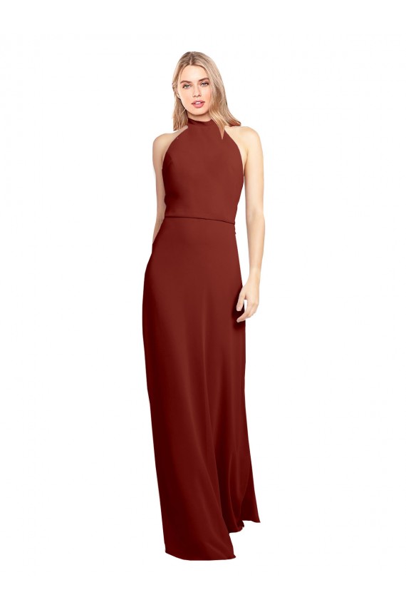 Sleeveless Halter Neck Open Back Soft Chiffon A-Line Prom Dress / Bridesmaid Dress Brisbane