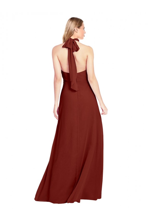Sleeveless Halter Neck Open Back Soft Chiffon A-Line Prom Dress / Bridesmaid Dress Brisbane