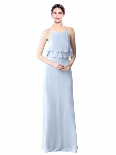 Sleeveless Halter Neck Soft Chiffon A-Line Bridesmaid Dresses Brisbane