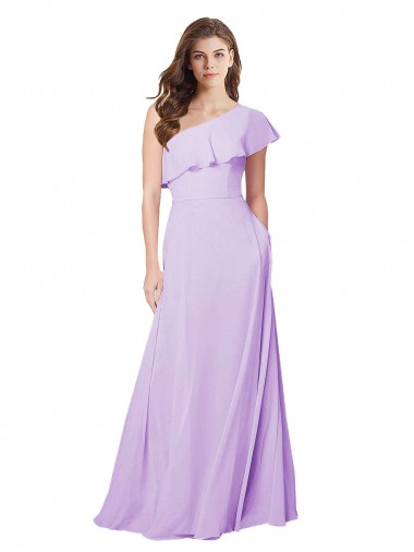 Sleeveless Lilac One Shoulder Soft Chiffon A-Line Bridesmaid Dress Brisbane