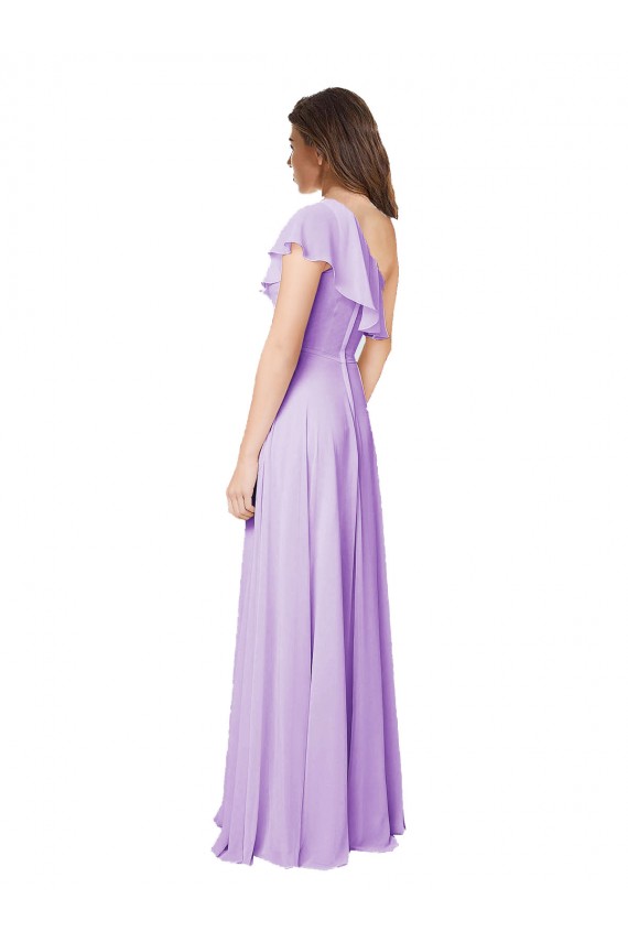 Sleeveless Lilac One Shoulder Soft Chiffon A-Line Bridesmaid Dress Brisbane