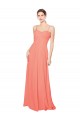 Sleeveless Coral Spaghetti Straps Open Back Soft Chiffon A-Line Bridesmaid Dress Brisbane