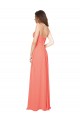 Sleeveless Coral Spaghetti Straps Open Back Soft Chiffon A-Line Bridesmaid Dress Brisbane
