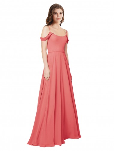 Sleeveless Desert Rose Off the Shoulder Low Back Soft Chiffon A-Line Bridesmaid Dress Brisbane
