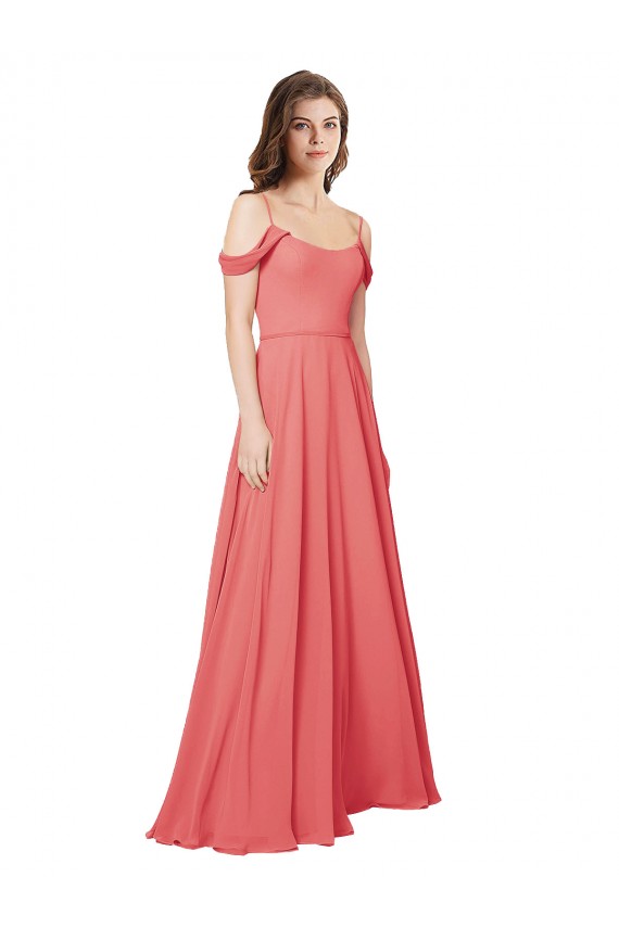 Sleeveless Desert Rose Off the Shoulder Low Back Soft Chiffon A-Line Bridesmaid Dress Brisbane