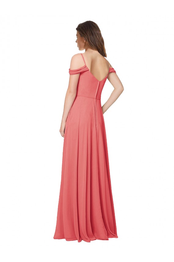 Sleeveless Desert Rose Off the Shoulder Low Back Soft Chiffon A-Line Bridesmaid Dress Brisbane