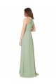 Sleeveless Smoke Green Halter Neck Keyhole Back Soft Chiffon A-Line Bridesmaid Dress Brisbane
