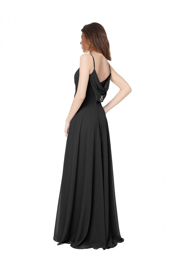 Sleeveless Black Sweetheart Open Back Chiffon A-Line Formal Dress / Bridesmaid Dress Brisbane