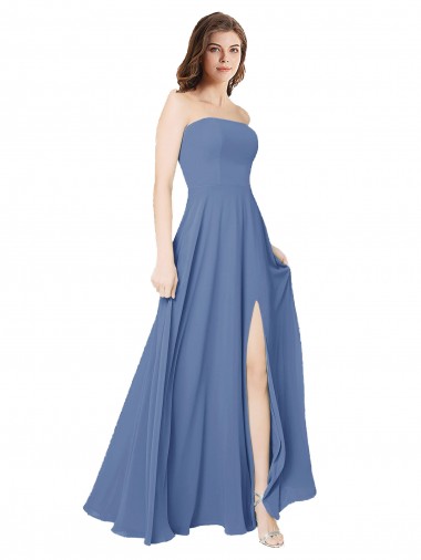 Sleeveless Strapless Open Back Soft Chiffon A-Line Formal Dress / Bridesmaid Dress Brisbane