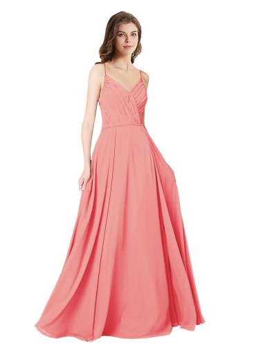 Sleeveless V-Neck Criss Cross Open Back Soft Chiffon A-Line Bridesmaid Dress Brisbane