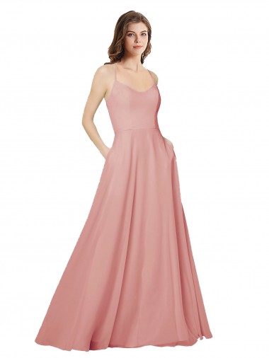 Sleeveless Strapless Criss Cross Open Back Soft Chiffon A-Line Bridesmaid Dress Brisbane