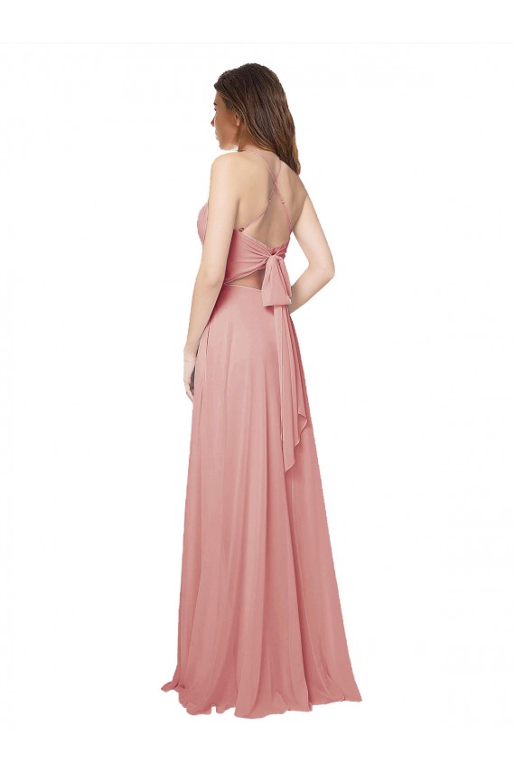 Sleeveless Strapless Criss Cross Open Back Soft Chiffon A-Line Bridesmaid Dress Brisbane