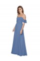 Flutter Sleeves Off the Shoulder Open Back Soft Chiffon A-Line Bridesmaid Dress Brisbane
