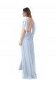 Flutter Sleeves V-Neck Open Back Soft Chiffon A-Line Bridesmaid Dress / Formal Dress Brisbane