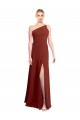 Sleeveless Burgundy One Shoulder Soft Chiffon A-Line Formal Dress / Bridesmaid Dress Brisbane