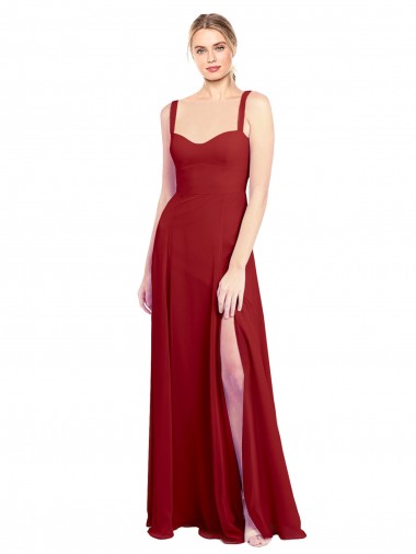 Sleeveless Red Sweetheart Soft Chiffon A-Line Bridesmaid Dress Brisbane