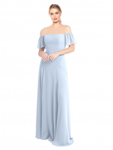 Flutter Sleeves Off the Shoulder V-Back Soft Chiffon A-Line Formal Dress / Bridesmaid Dress Brisbane