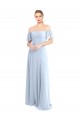 Flutter Sleeves Off the Shoulder V-Back Soft Chiffon A-Line Formal Dress / Bridesmaid Dress Brisbane