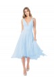 Sleeveless Light Sky Blue V-Neck Keyhole Back Soft Chiffon A-Line Bridesmaid Dress Brisbane