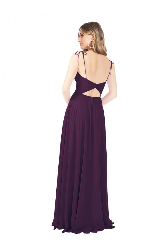 Sleeveless Spaghetti Straps Keyhole Back Soft Chiffon A-Line Bridesmaid Dress Brisbane