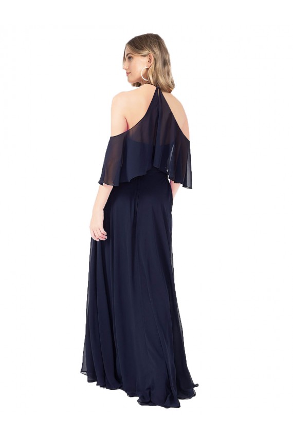Flutter Sleeves Halter Neck Soft Chiffon A-Line Formal Dress / Bridesmaid Dress Brisbane