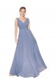 Sleeveless Dusty Blue V-Neck V-Back Soft Chiffon A-Line Formal Evening Gown / Prom Dress / Bridesmaid Dress Brisbane