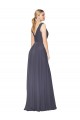 Sleeveless Dusty Blue V-Neck V-Back Soft Chiffon A-Line Formal Evening Gown / Prom Dress / Bridesmaid Dress Brisbane