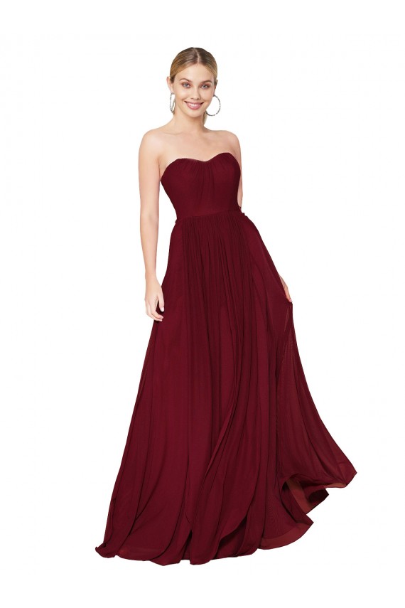 Sleeveless Burgundy Sweetheart Soft Chiffon A-Line Formal Evening Gown / Prom Dress / Bridesmaid Dress Brisbane