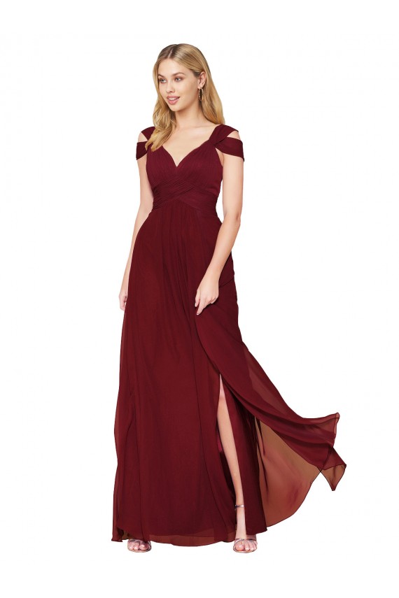 Sleeveless Burgundy Sweetheart Soft Chiffon A-Line Prom Dresses Brisbane