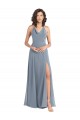 Sleeveless Dusty Blue Halter Neck V-Back Soft Chiffon A-Line Bridesmaid Dress Brisbane
