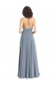 Sleeveless Dusty Blue Halter Neck V-Back Soft Chiffon A-Line Bridesmaid Dress Brisbane