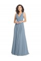 Sleeveless Dusty Blue V-Neck V-Back Soft Chiffon A-Line Bridesmaid Dress Brisbane