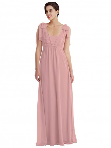 Sleeveless Dusty Pink Halter Neck Soft Chiffon A-Line Semi Formal Evening Dress / Bridesmaid Dress Brisbane