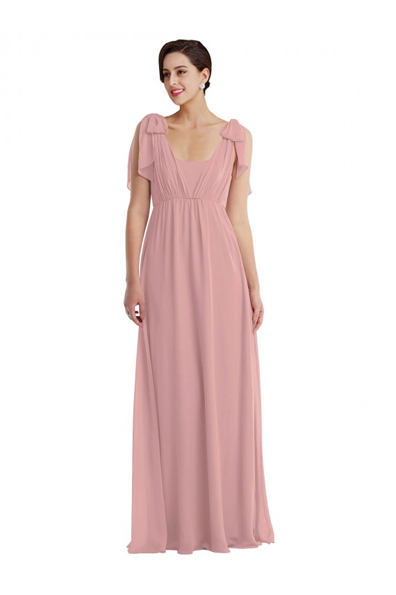 Sleeveless Dusty Pink Halter Neck Soft Chiffon A-Line Semi Formal Evening Dress / Bridesmaid Dress Brisbane