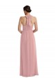 Sleeveless Dusty Pink Halter Neck Soft Chiffon A-Line Semi Formal Evening Dress / Bridesmaid Dress Brisbane