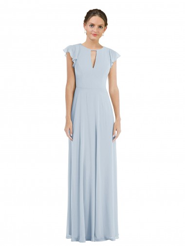 Flutter Sleeves Bateau Neck V-Back Soft Chiffon A-Line Formal Evening Gown / Bridesmaid Dress Brisbane