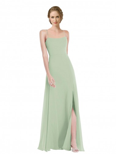 Sleeveless Scoop Neck Criss Cross Back Soft Chiffon A-Line Semi Formal Evening Dress / Bridesmaid Dress Brisbane