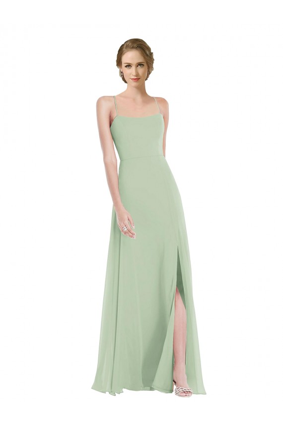 Sleeveless Scoop Neck Criss Cross Back Soft Chiffon A-Line Semi Formal Evening Dress / Bridesmaid Dress Brisbane
